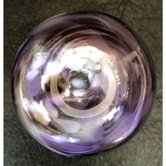 2012 Glassometry Studio Glass Vase 6” T Hand Blown Purple Swirl Hood River OR - Picture 11 of 12